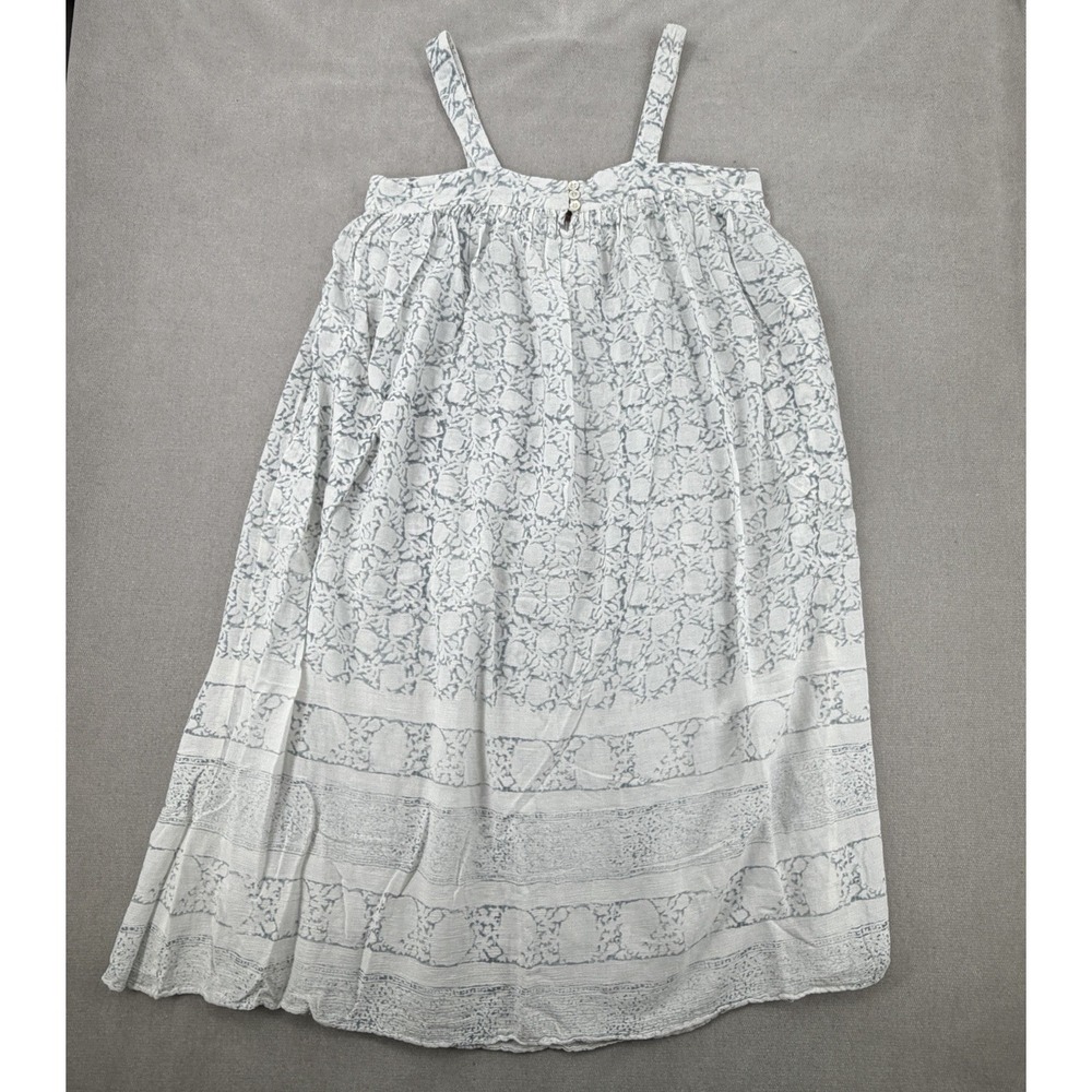 Soft Surroundings Midi Dress Pockets Blue White Block Print Cotton Rayon L